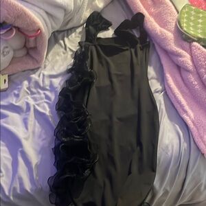 Black Ruffled Kids One Piece